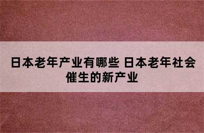 日本老年产业有哪些 日本老年社会催生的新产业